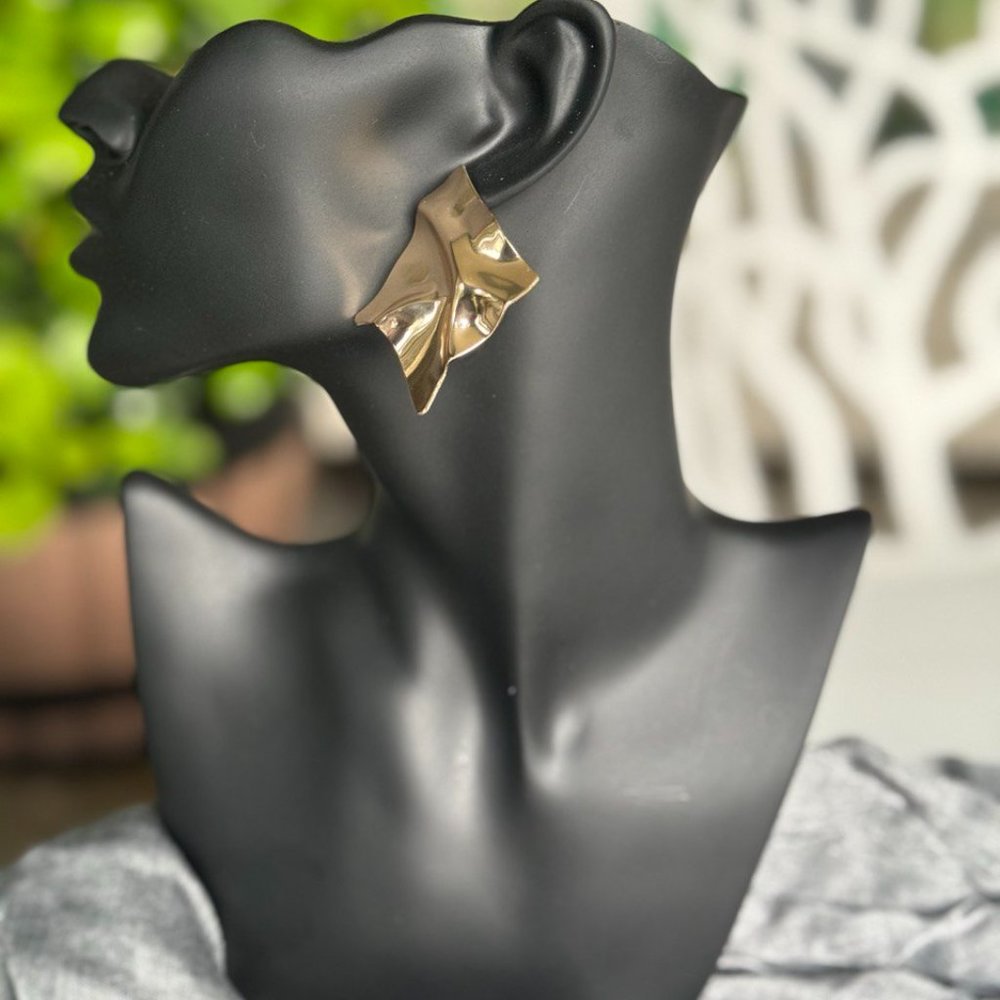 TRENDY GEOMETRIC SQUARE GOLD EARRINGS - STATEMENT EARRING- CHUNKY JEWELRY